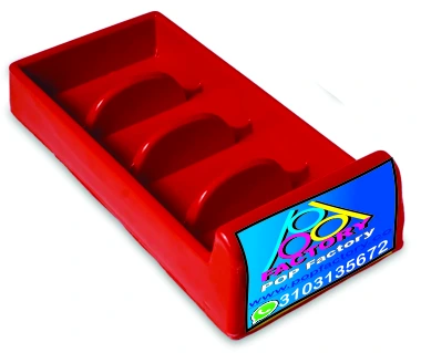 Bandeja exhibidora para mostrar productos de manera atractiva y organizada, en puntos de venta para destacar productos 